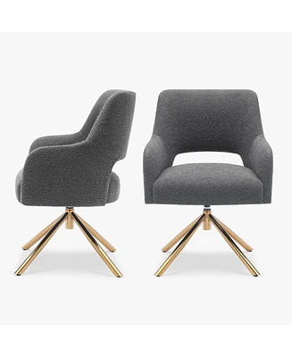 Mid-Century Modern Wide Boucle Swivel Accent Arm Chair (Set of