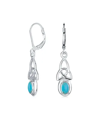 Bling Jewelry Love Knot Oval Bezel Set Natural Amethyst Topaz Onyx Quartz Turquoise Dangle Earrings .925 Sterling Silver