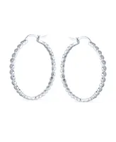 Bling Jewelry Cubic Zirconia Cz Formal Fashion Love Knot Symbol Spiral Infinity Twist Big Hoop Earrings Sterling Silver 1.5" Diameter