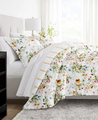 ienjoy Home Chintz Floral Stripe 3-Piece Comforter Set, King/California King