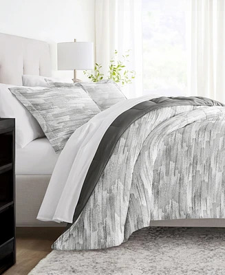 ienjoy Home Textured Stripe 3-Piece Comforter Set, Full/Queen
