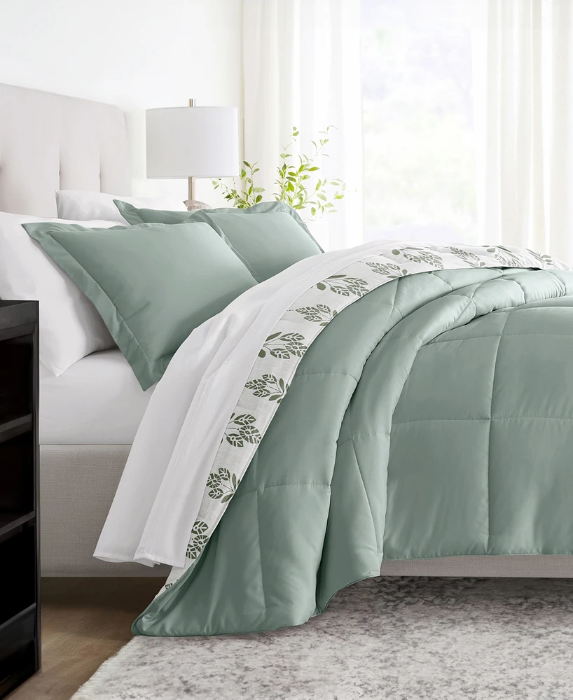 ienjoy Home Folk Leaves 3-Piece Comforter Set, Full/Queen