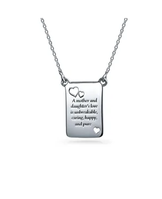 Bling Jewelry Bff Mother Daughter Bond Word Quote Rectangular Book Page Heart Pendant Necklace Sterling Silver