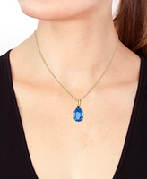 Effy Blue Topaz Fancy-Cut Two Stone 18" Pendant Necklace (8-1/2 ct. t.w.) in 14k Gold