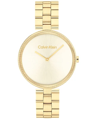Calvin Klein Women's Gleam Gold-Tone Stainless Steel Bracelet Watch 32mm