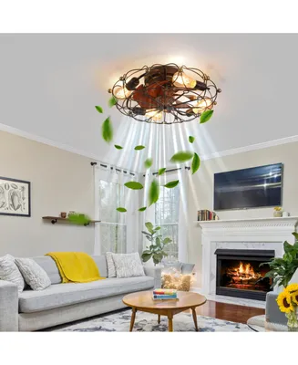Low Profile Caged Ceiling Fan With Lights Remote Control