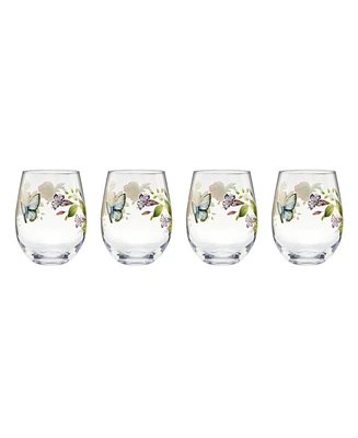Lenox Butterfly Meadow Stemless Wine Glasses, Set of 4