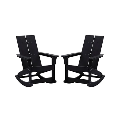 Set Of 2 Wellington Uv Treated All-Weather Polyresin Adirondack Rocking Chair For Patio, Sunroom, Deck And More