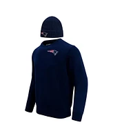 Men's Pro Standard Navy New England Patriots Crewneck Pullover Sweater and Cuffed Knit Hat Box Gift Set