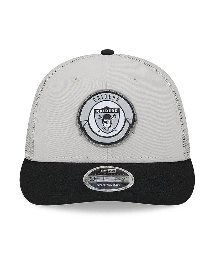 Men's New Era Cream, Black Las Vegas Raiders 2023 Sideline Historic Low Profile 9FIFTY Snapback Hat