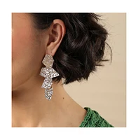 Sohi Women's Gold Dented Drop Earrings