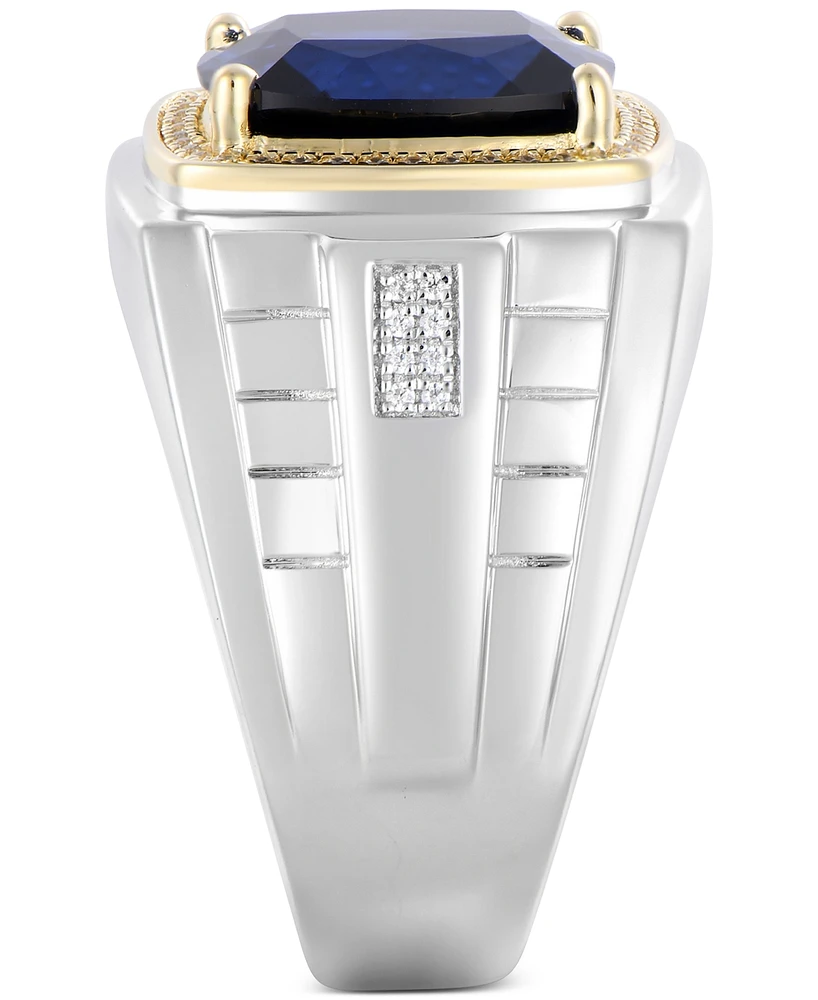 Men's Lab-Created Ruby (7-1/5 ct. t.w.) & Diamond (1/6 Sterling Silver 10k Gold (Also Sapphire)