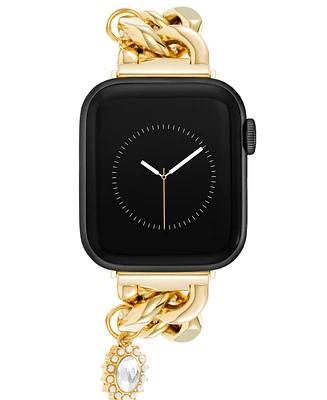 Anne Klein Women's Gold-Tone Alloy Metal Charm Accented Chain Link Bracelet designed for Apple Watch 42mm (Series 10) & 38/40/41mm