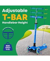Lifemaster Kids Scooter – Children and Toddler 3 Wheel Kick Led Lights Illuminate when Rolling– Adjustable Handle