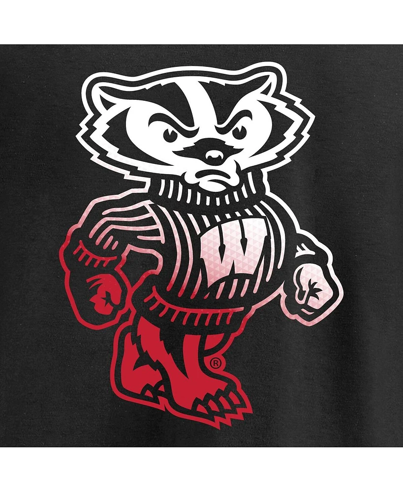 Women's Fanatics Black Wisconsin Badgers Gradient Logo T-shirt