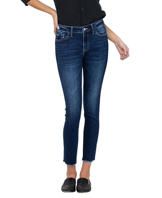 Vervet Women's Mid Rise Raw Hem Cropped Skinny Jeans