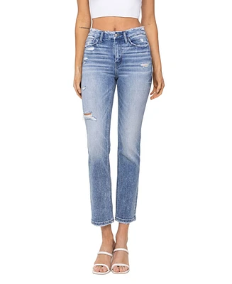 Flying Monkey Women's High Rise Cropped Slim Straight Jeans
