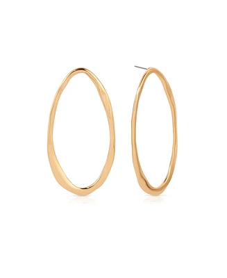 Ettika Hammered 18K Gold-Plated Large Oval Earrings