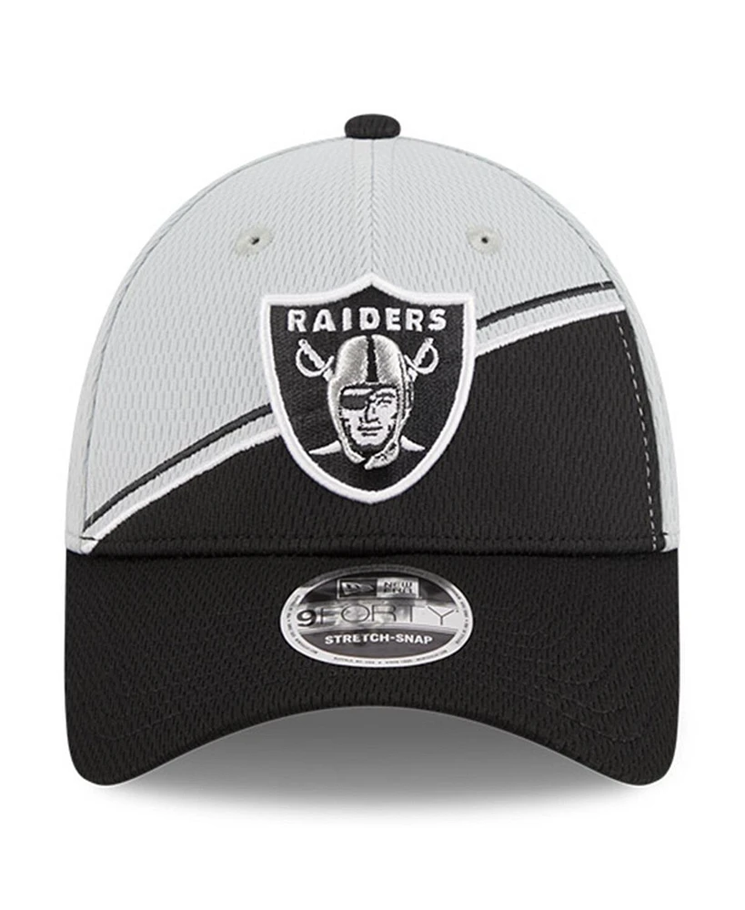 Men's New Era Gray, Black Las Vegas Raiders 2023 Sideline 9FORTY Adjustable Hat