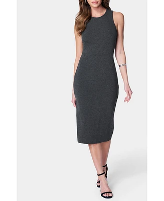 Bebe Women's High Neck Midi Sweater Rib Dress
