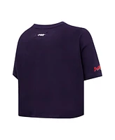 Women's Pro Standard Navy Atlanta Braves Painted Sky Boxy Cropped T-shirt