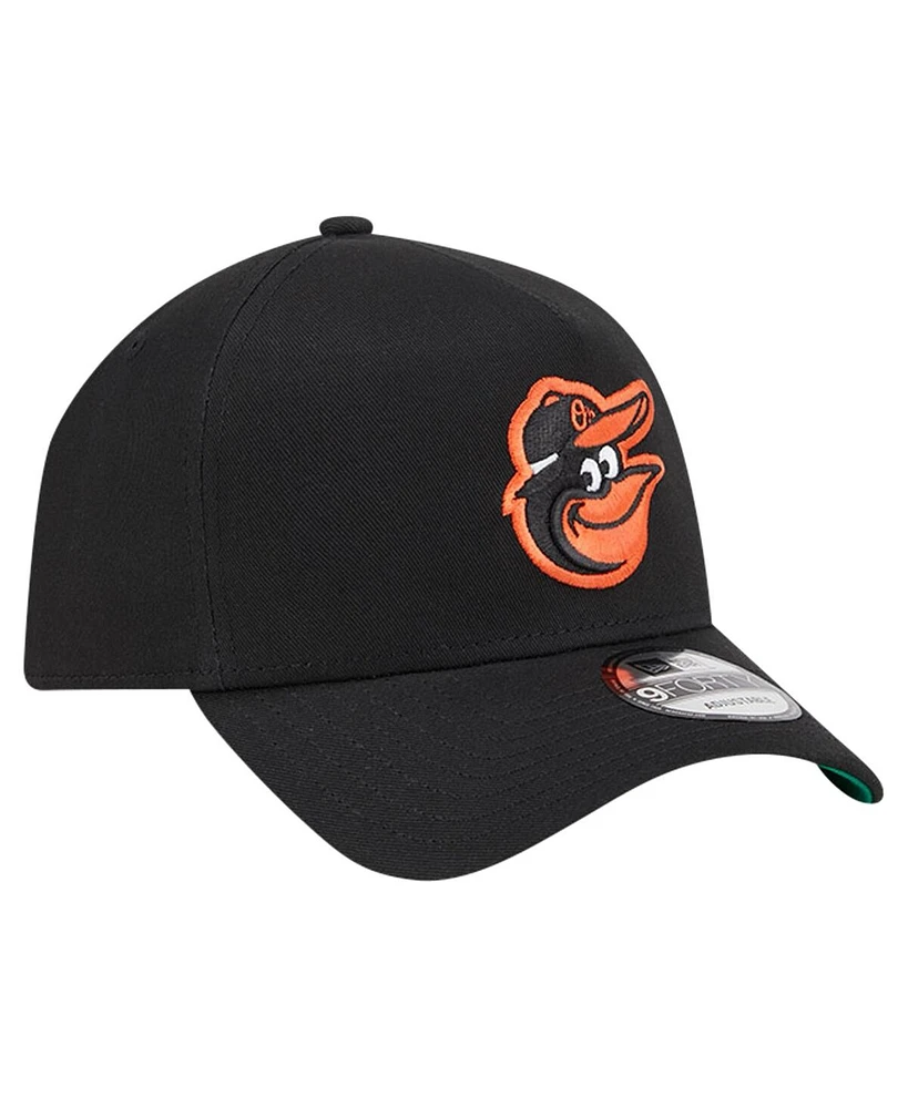 Men's New Era Black Baltimore Orioles Team Color A-Frame 9FORTY Adjustable Hat