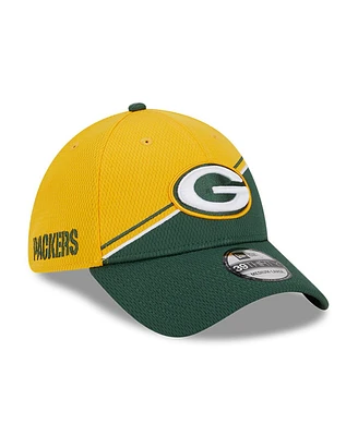 Men's New Era Gold, Green Bay Packers 2023 Sideline 39THIRTY Flex Hat