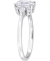 Moissanite (1-3/8 ct. t.w.) Octagon-Cut Cluster Engagement Ring Sterling Silver