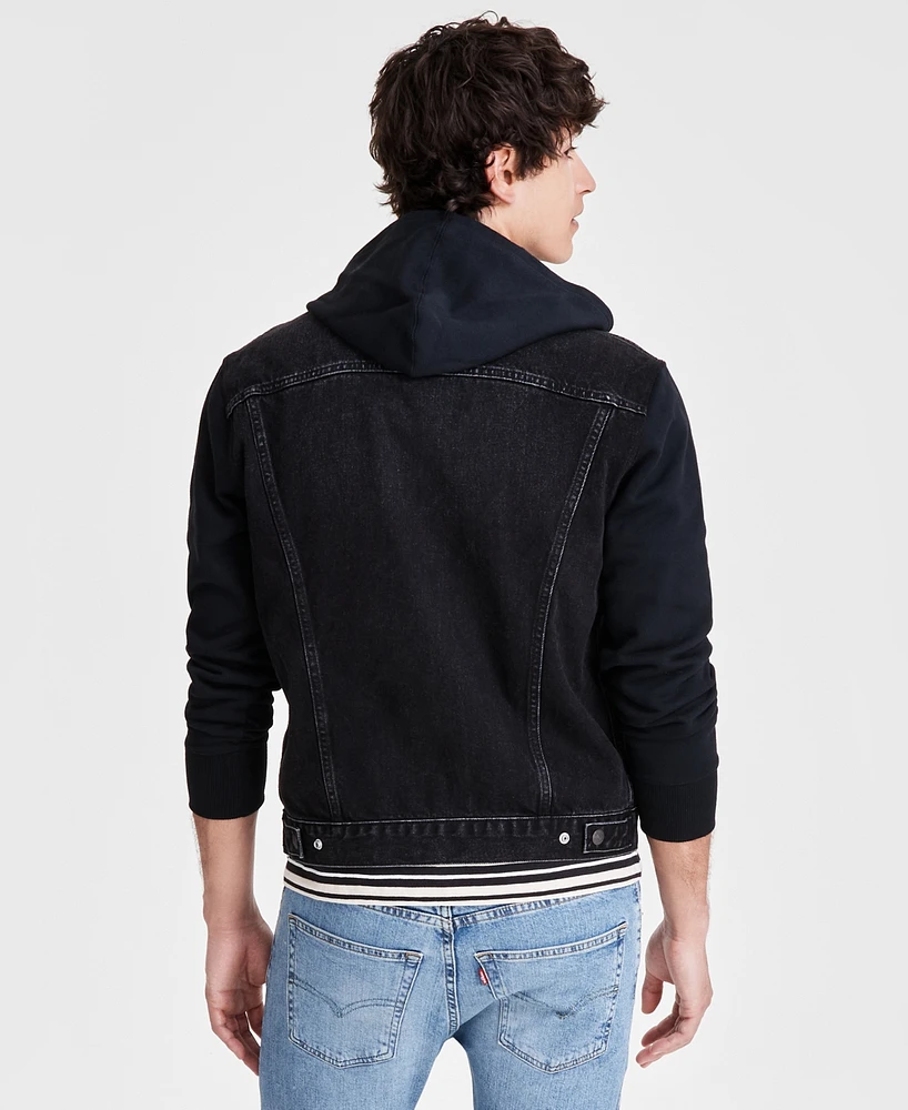 Levi's Men's Hybrid Hoodie Non-Stretch Denim Trucker Jacket