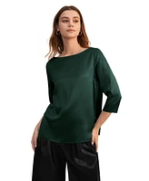 Lilysilk Women's 3/4 Sleeve Boat Neck Silk Blouse