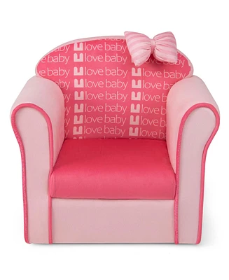 Kids Cute Pink Bow Sofa Children Couch Toddler Upholstered Armchair Solid Wood