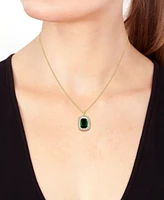Effy Lab Grown Emerald (6-1/5 ct. t.w.) & Lab Grown Diamond (1 ct. t.w.) 18" Pendant Necklace in 14k Gold