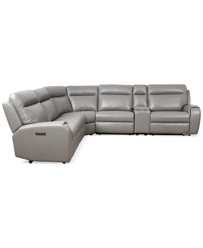 Closeout! Sheeler 6-Pc. Faux Leather Sectional with 2 Power Motion Chairs & 1 Console