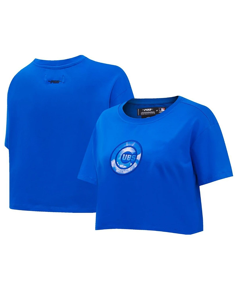 Women's Pro Standard Royal Chicago Cubs Painted Sky Boxy Cropped T-shirt