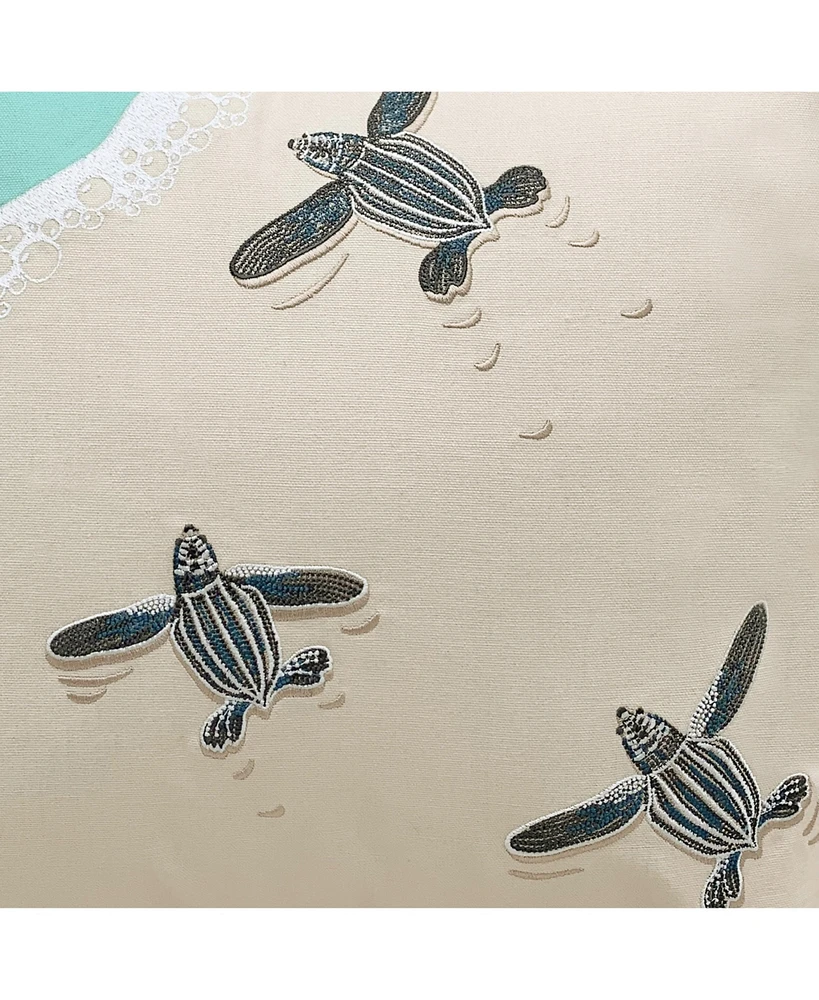 Leatherback Scurry-Embroidered Indoor Cotton Throw Pillow