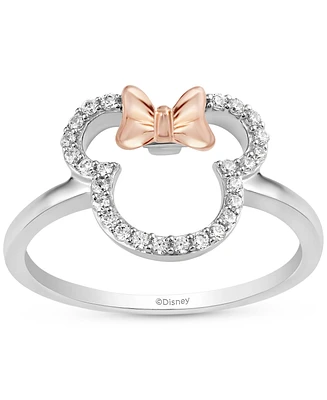 Disney Wonder Fine Jewelry Diamond Minnie Mouse Silhouette Ring (1/6 ct. t.w.) in Sterling Silver & Rose Gold-Plate