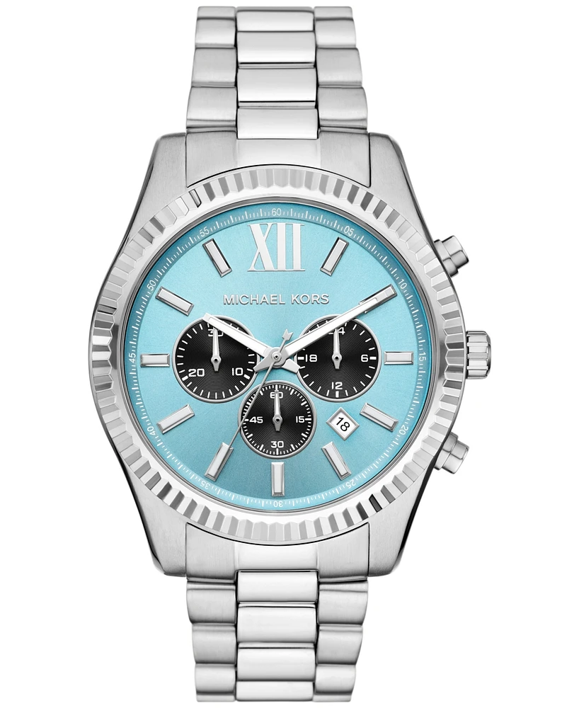 Michael Kors Men's Lexington Chronograph Silver-Tone Stainless Steel Watch 44mm