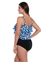 ShapeSolver by Mimi Flamingo Women's Triple Tier Fauxkini One-Piece Swimsuit