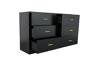 Modern 6-Drawer Dresser For Bedroom - Ample Storage Wide Chest Of Drawers