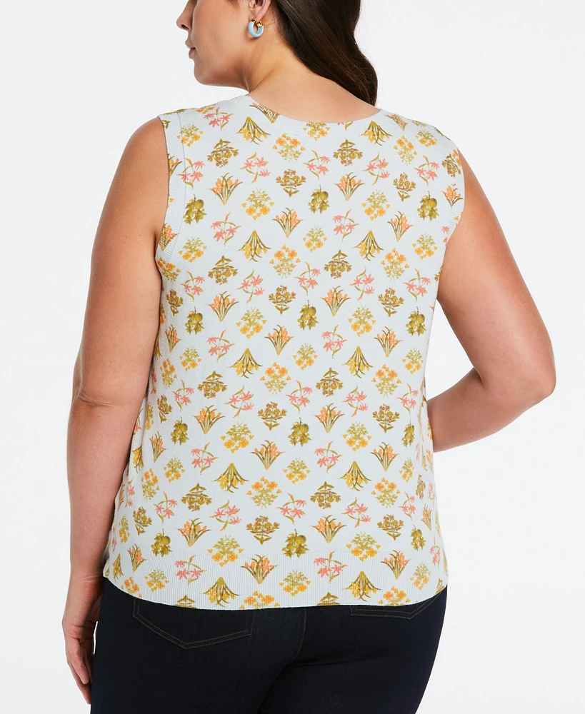 Ella Rafaella Plus Size Super Soft Floral Print Sweater