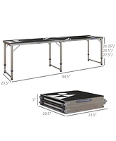 Outsunny 8' Folding Camping Table with Adjustable Legs