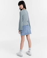 Levis Big Girls Striped Rib Knit Bell Sleeve Top Cargo Skirt