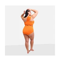 Rebdolls Plus Size Aqua High Waist Bikini Bottom
