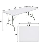 Sugift 6ft Portable Plastic Rectangular Folding Table