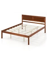Bed Frame with Wooden Headboard and Slat Support