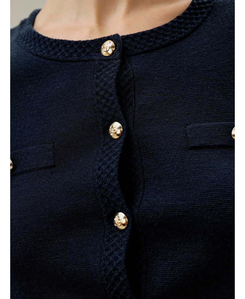Lilysilk Women's Wool Button-Front Sweater Lady Jacket