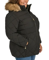 Tommy Hilfiger Plus Size Faux-Fur-Trim Hooded Puffer Coat