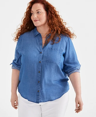 Style & Co Plus Chambray Shirt, Exclusively at Macy's