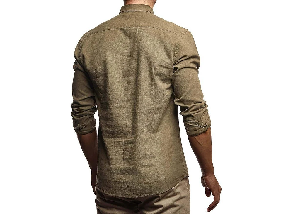 Leif Nelson Men's Short-Sleeved-Shirt, Summer-t-Shirt, Stand-up Collar, Cotton Men's Casual-Shirt, Slim fit, Short-Sleeved-Shirt, Basic-Shirt, Leisure