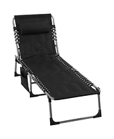 Outsunny Outdoor Padded Folding Chaise Lounge Chair with Reclining,